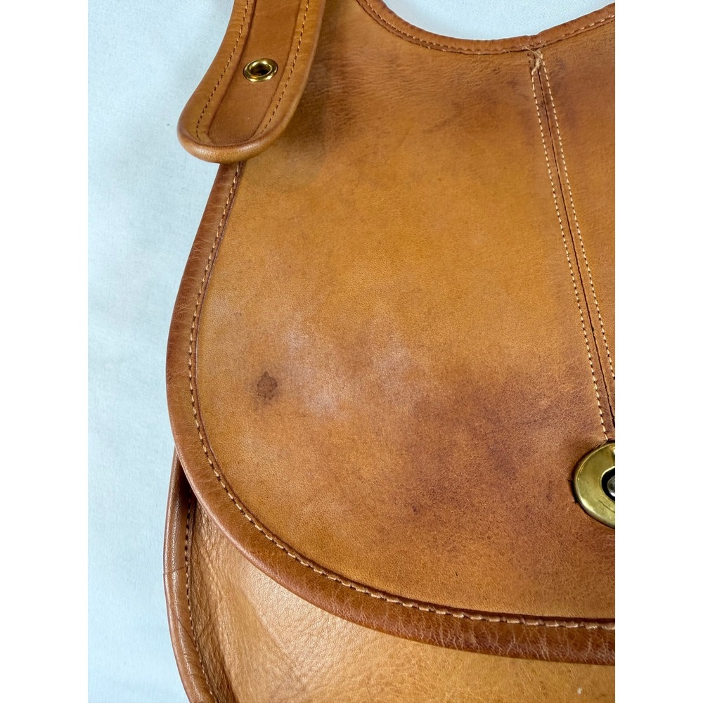 Vtg Rare Coach NYC Crescent Saddle Bag Tan Leather Bonnie Cashin Era Pre-Creed - Picture 9 of 15